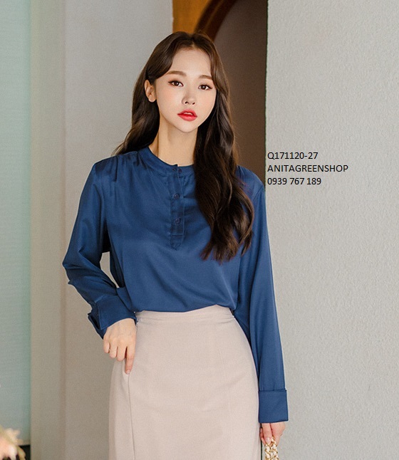 Q171120  ÁO SƠ MI NỮ CỔ TRỤ