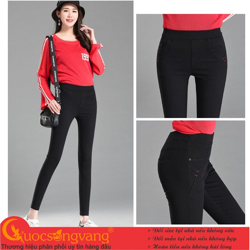 Quần legging jean nữ quần jean legging co giãn lưng thun GLQ132 Cuocsongvang