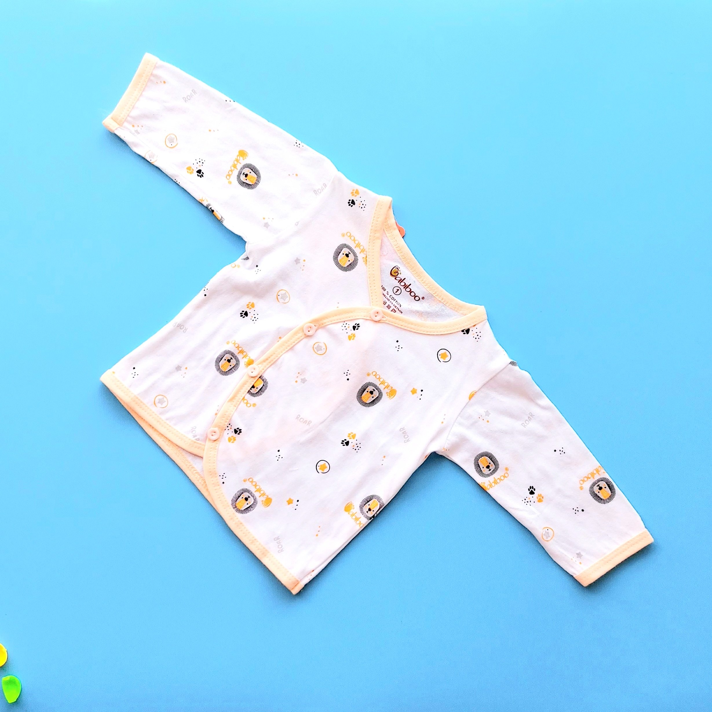Áo Sơ Sinh Cổ Tim Tay Dài In Hình BABIBOO - BB43