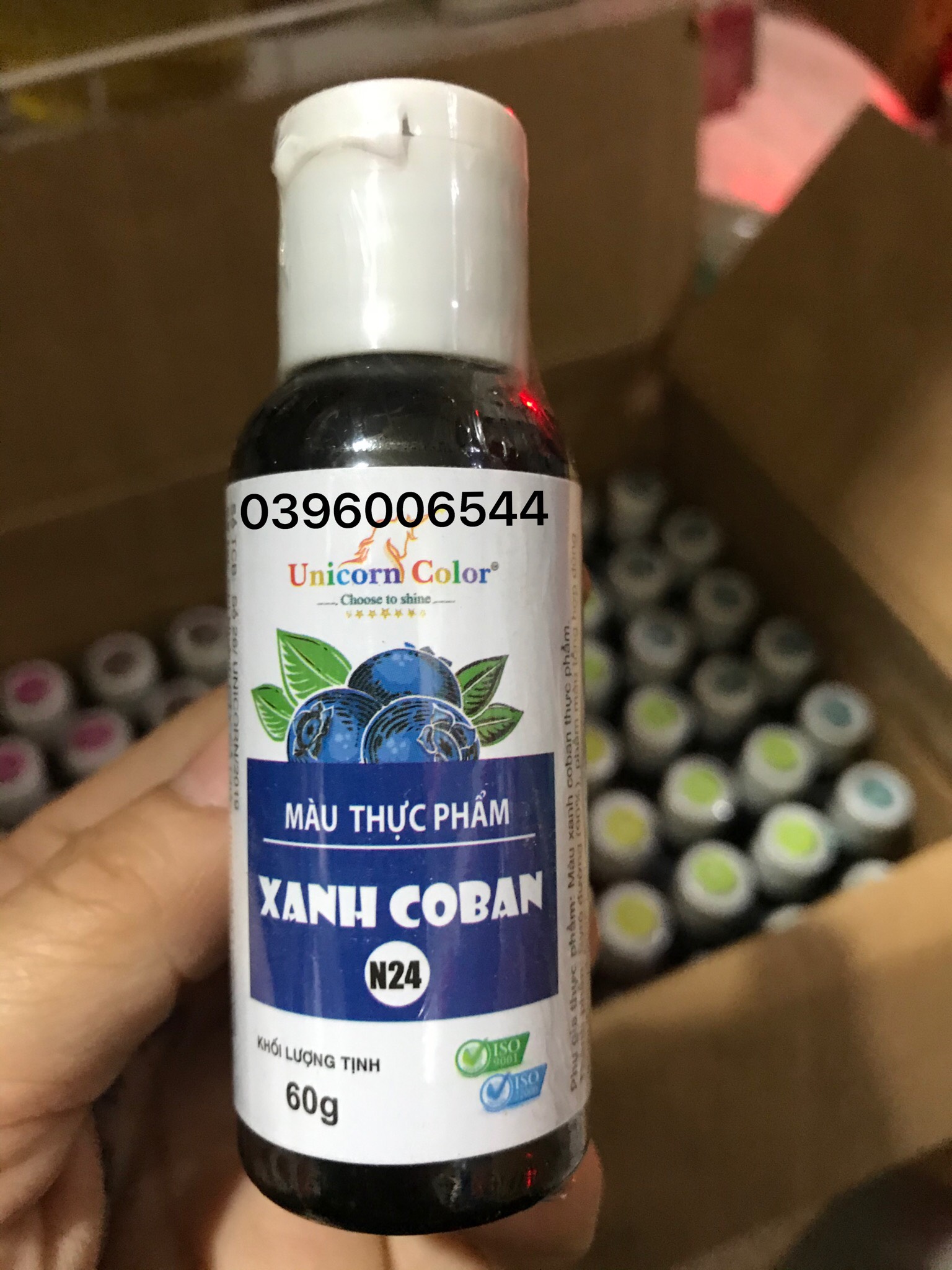 Màu siro Unicorn xanh coban 60g