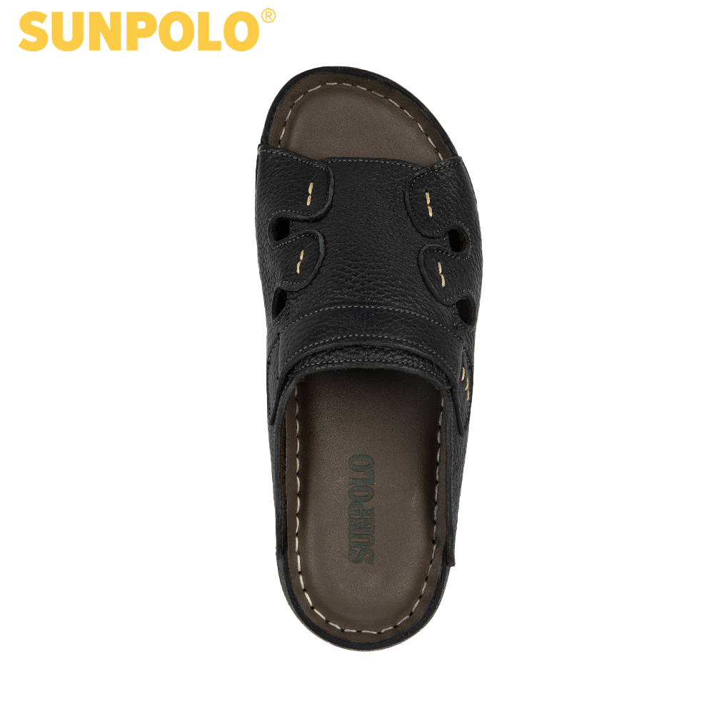 Dép nam da bò SunPoLo DQN018 (Đen, Nâu)
