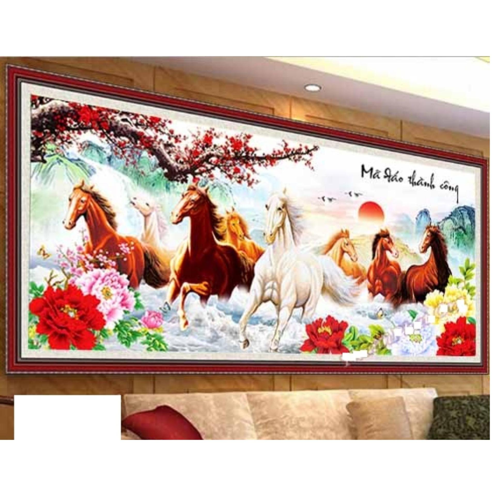 Tranh thêu chữ thập Mã Đáo Thành Công H2102 150x68cm