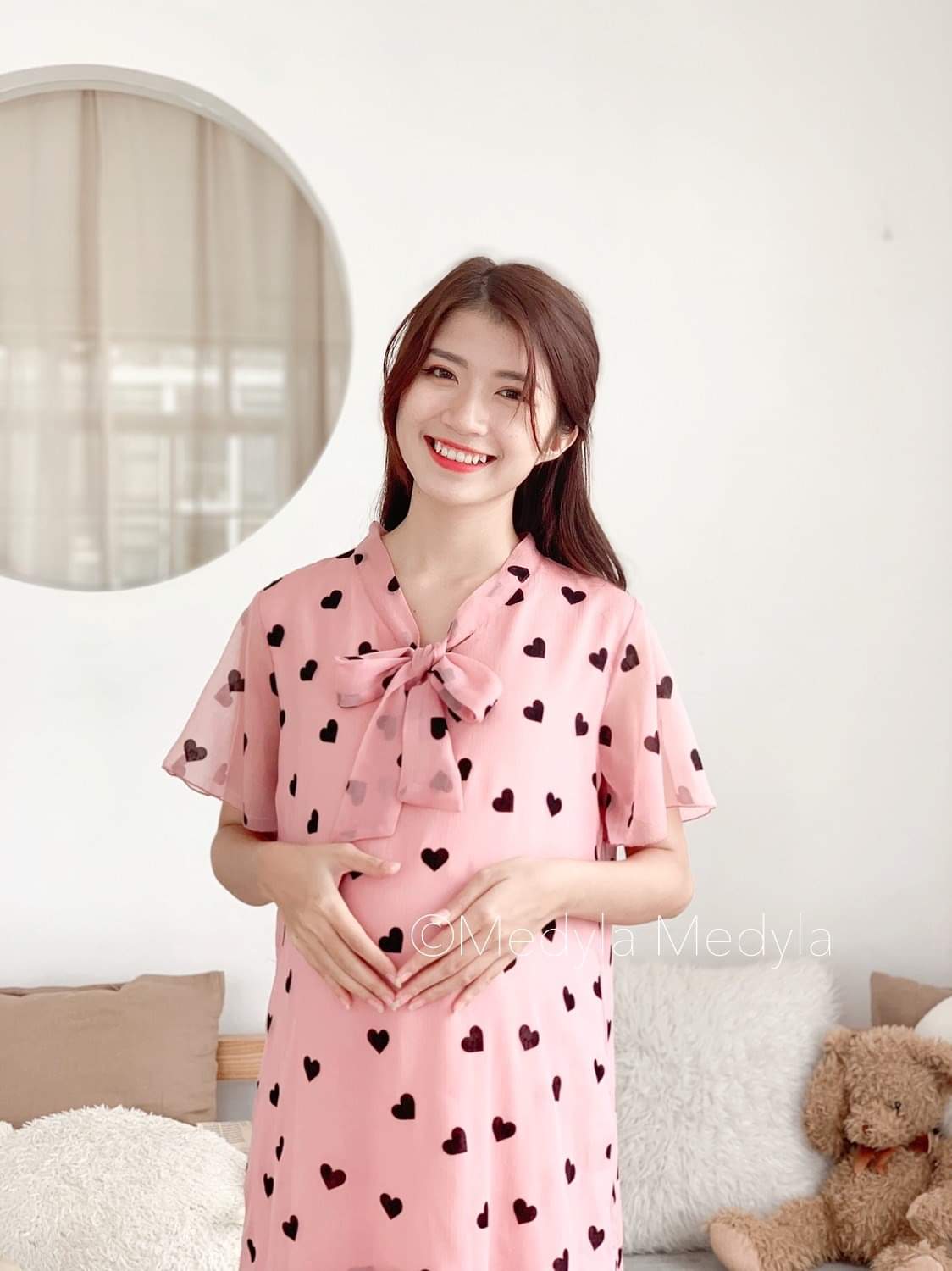 VÁY BẦU XINH, ĐẦM BẦU ĐẸP CỔ NƠ DÁNG SUÔNG MẪU MỚI MẶC BẦU VÀ SAU SINH