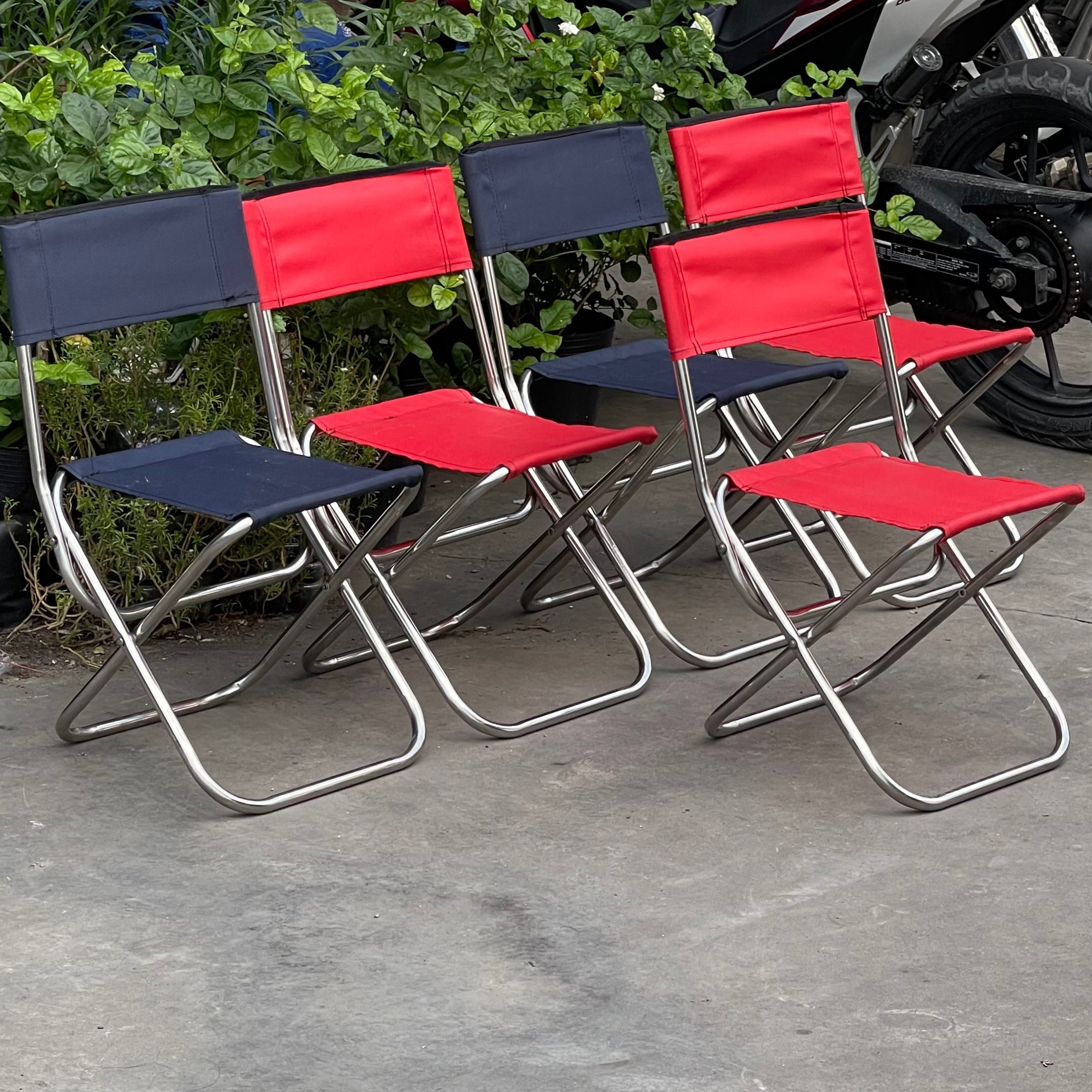 Ghế Xếp Gấp Đa Năng INOX Tựa Lưng Giãn Đa Sắc - Phong Cách Vintage