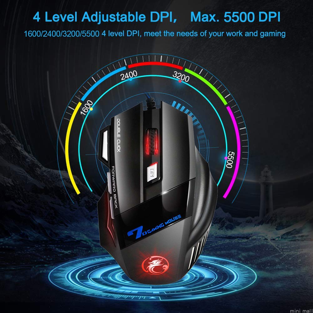 Mouse game iMICE X7 dây dù led 7 màu / Chuột Chơi Game