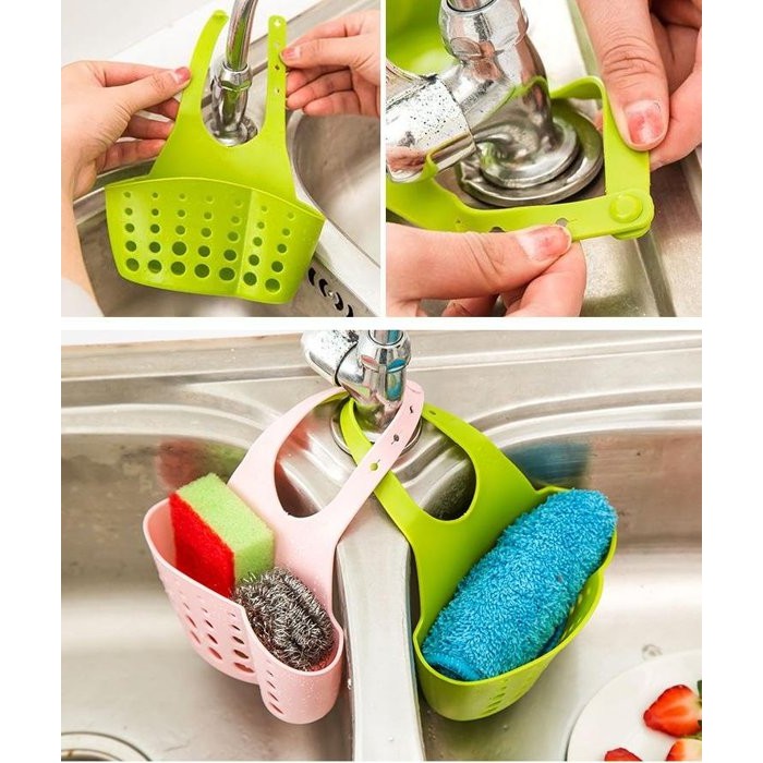 Giỏ silicon cài chậu rửa bát, giỏ đựng giẻ rửa bát