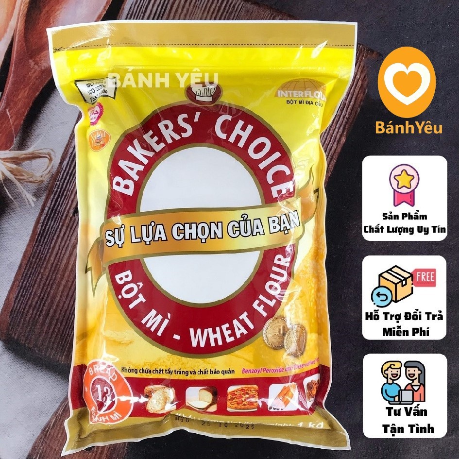 Bột Mì Số 13 Bakers Choice 1kg Dùng để chế biến các loại bánh Xuất sứ Việt Nam Dễ bảo quản