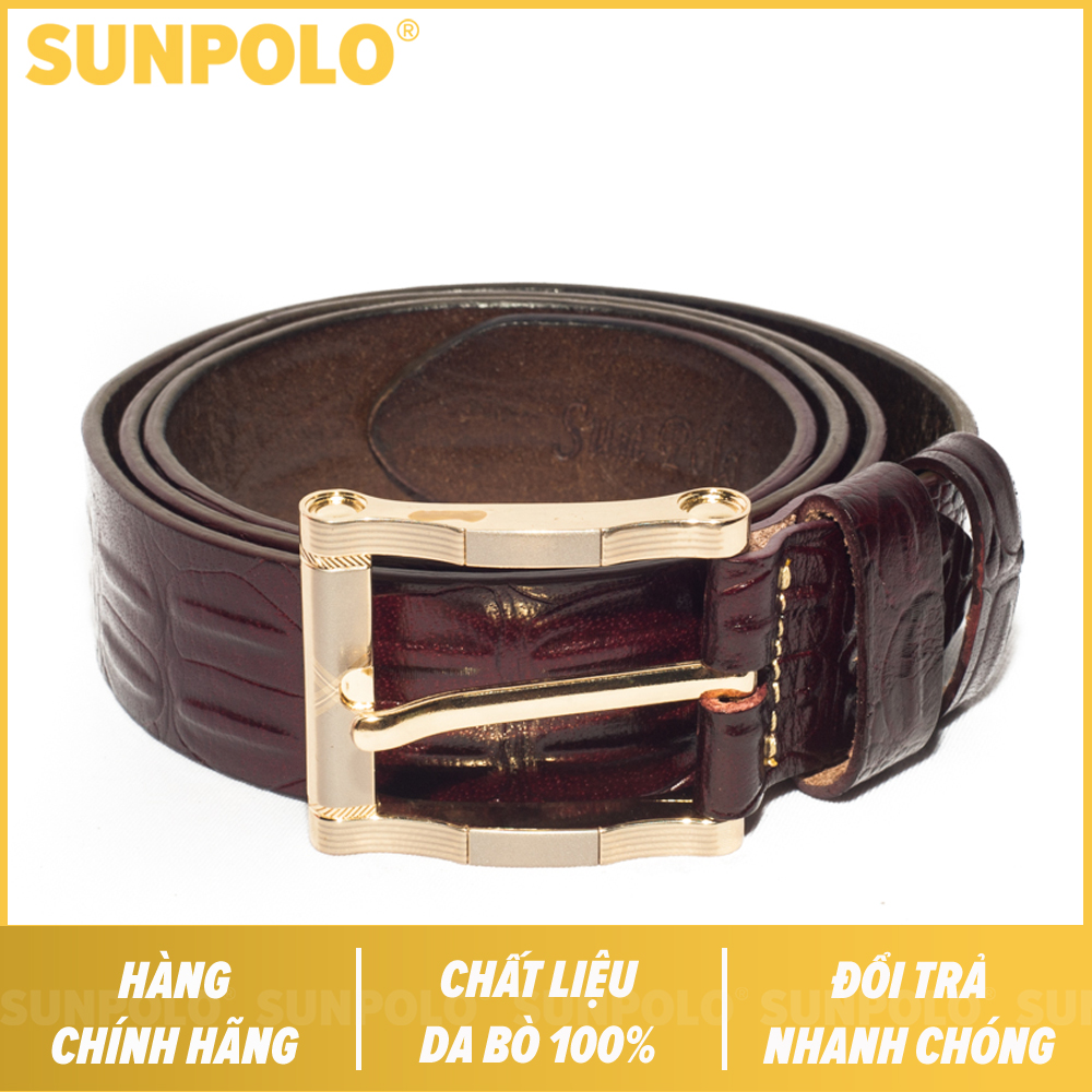 Men leather buckle belt SUNPOLO BSBK28 (brown)