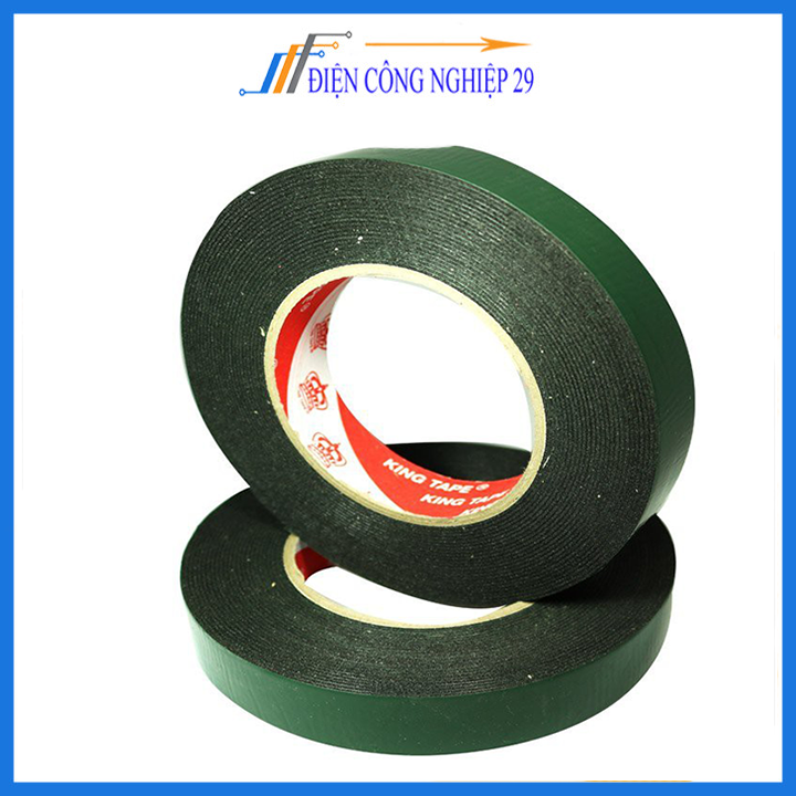 Băng dính 2 mặt 2cm màu xanh siêu dính