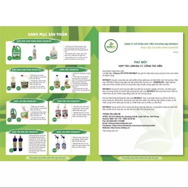 Nước rửa tay sinh học Greenlife 500ml