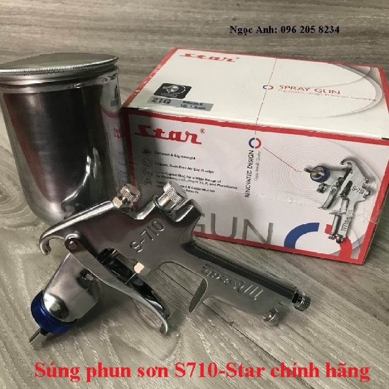 Bép phun sơn s710 chính hãng lỗ phun 1,3mm Star Đài Loan