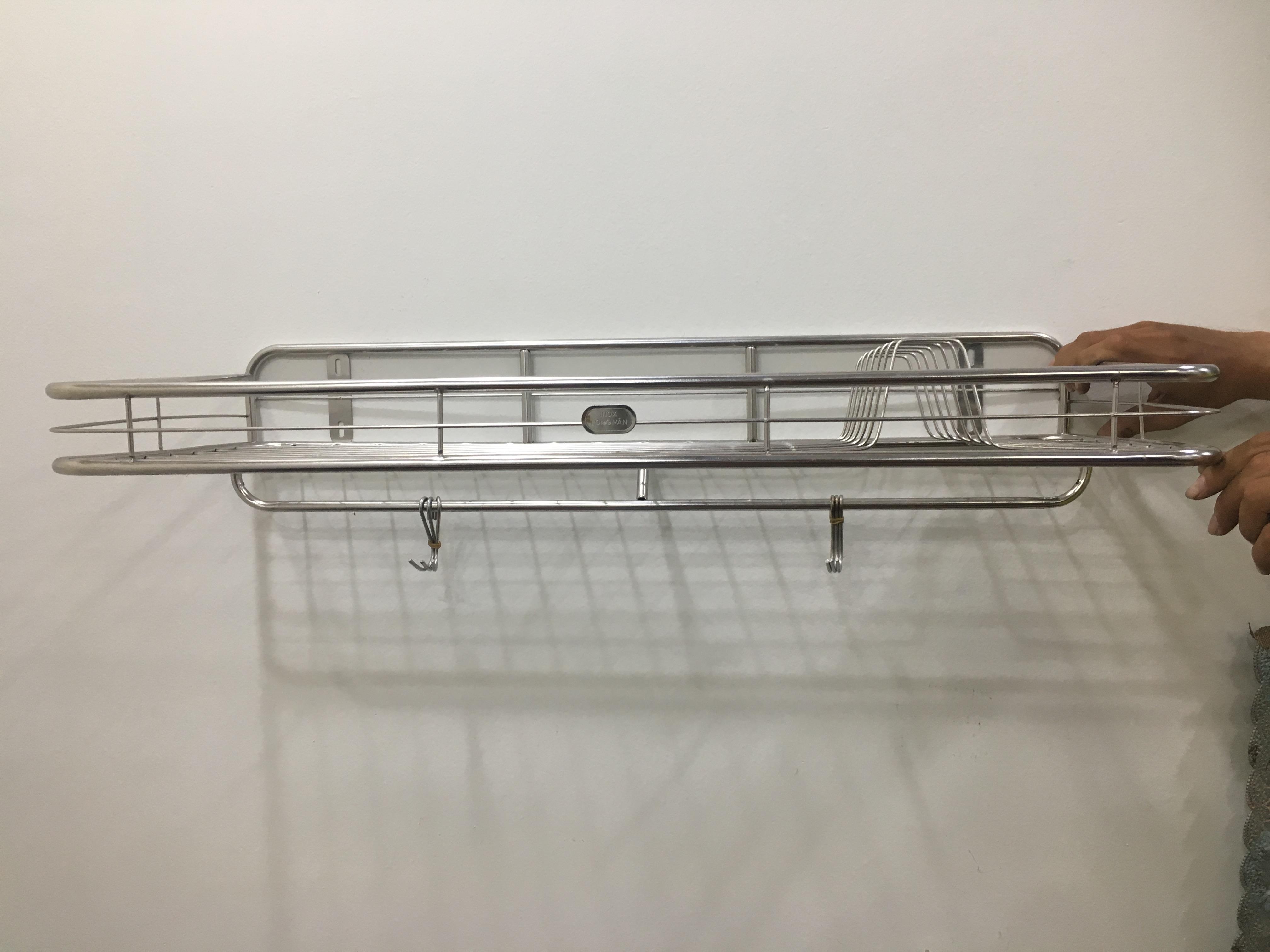 [HCM]KỆ ÚP CHÉN DĨA TREO TƯỜNG INOX 1 TẦNG CÓ LÙA