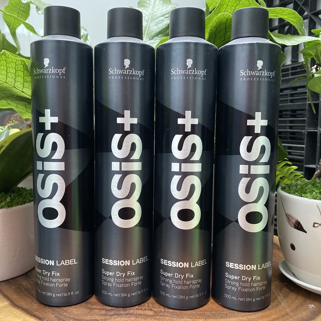Gôm xịt tóc siêu cứng Osis+ Black Super Dry Fix Schwarzkopf 500ml ( Strong Hold Hairspray)