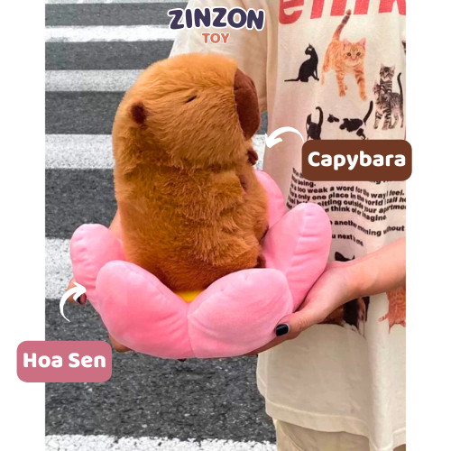 Gấu Bông Capybara Hoa Sen Nhồi Bông Êm Mịn