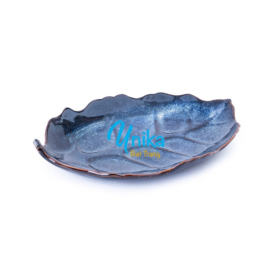 Đĩa Lá Bỏng S2(31cmx23cm) Men xanh hỏa biến - Đĩa men hỏa biến - Gốm sứ cao cấp Bát Tràng -  TRUNG HANH BAT TRANG CERAMICS