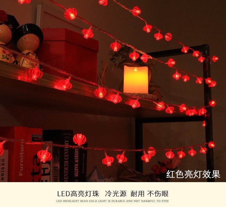 Dây đèn led trang trí Tết đèn lồng đỏ