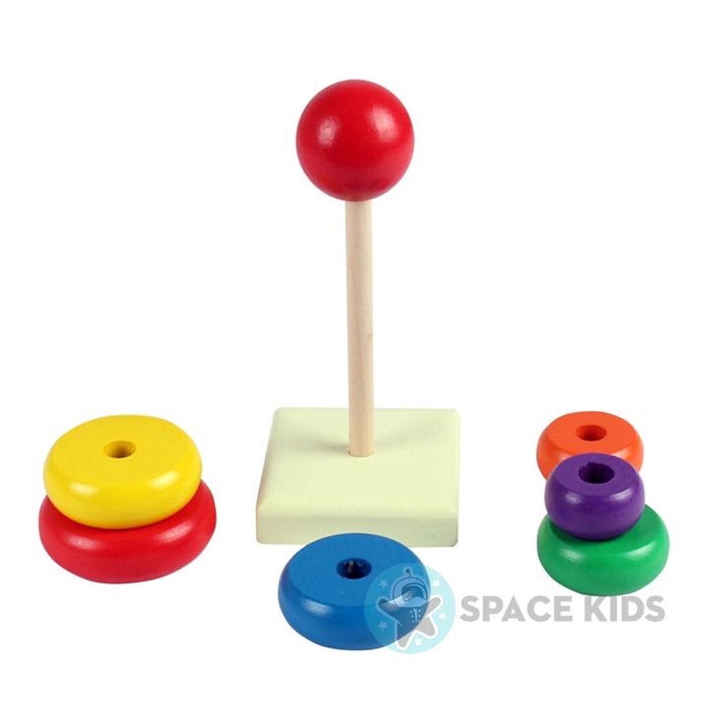 Tháp Gỗ Cầu Vồng Nhiều Màu Cho Bé