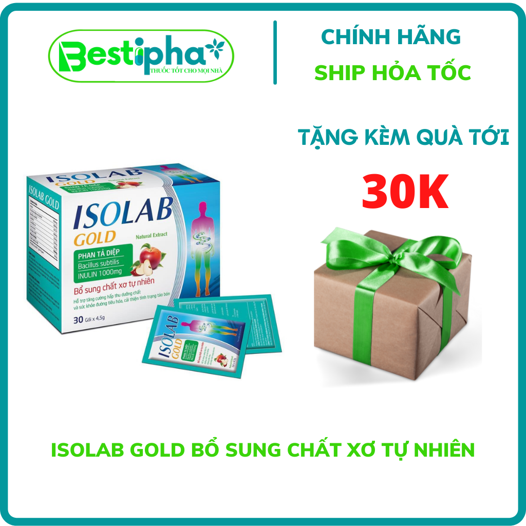 Isolab Gold bổ sung chất xơ tự nhiên, hỗ trợ nhuận tràng, hộp 30 gói