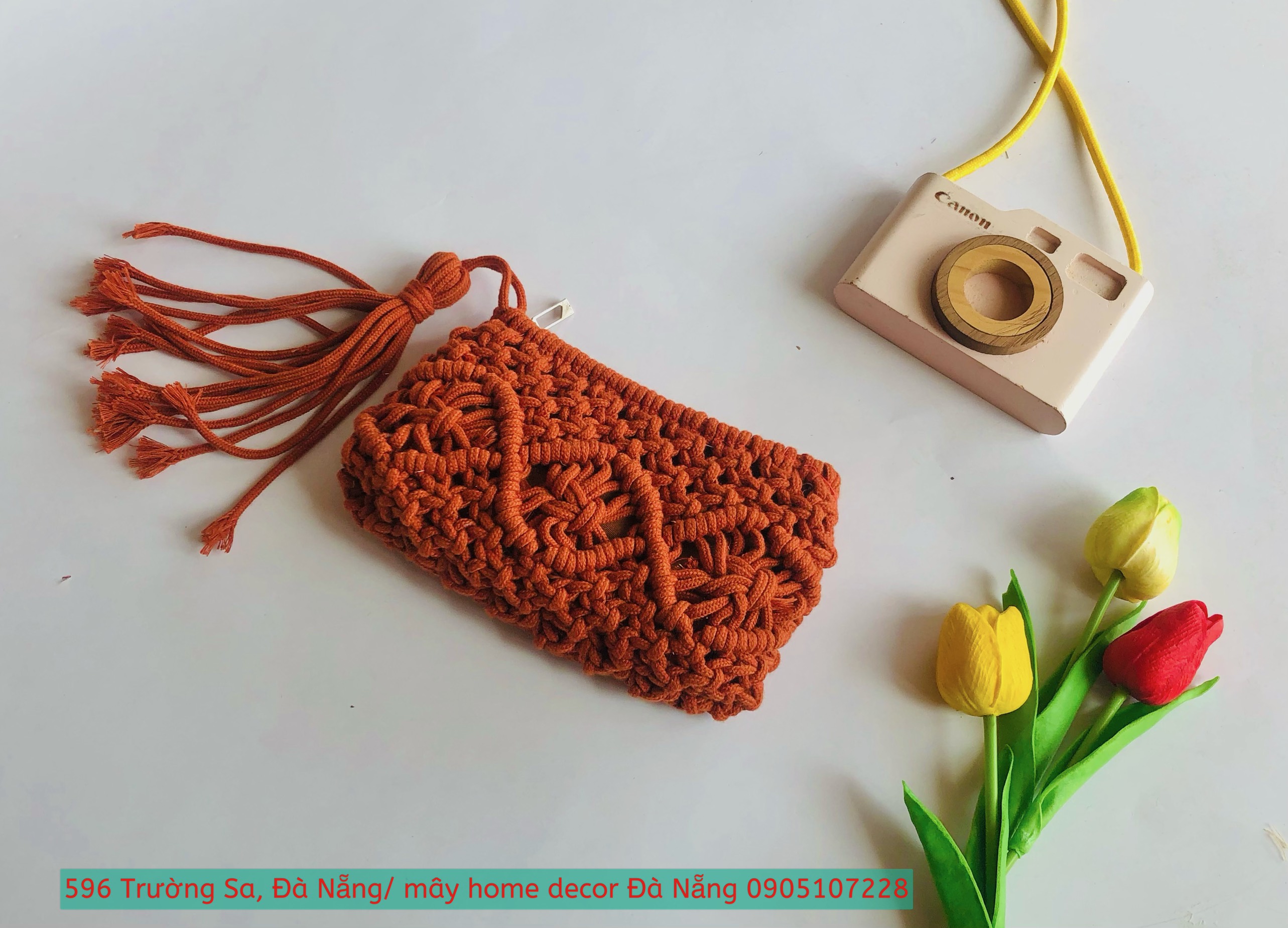 [Siêu Sale] Ví Macrame Cầm Tay Chất Liệu Len Đan Tay Tỉ Mỉ Xinh Xắn Cao Cấp - Kích thước: ngang: 20cm * dài :13cm
