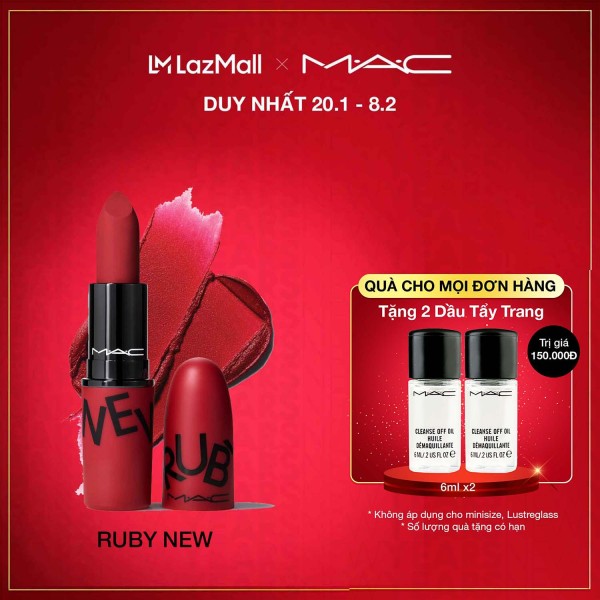Son môi MAC Powder Kiss Lipstick - Moisture Matte Lipstick Ruby New 3g nhập khẩu