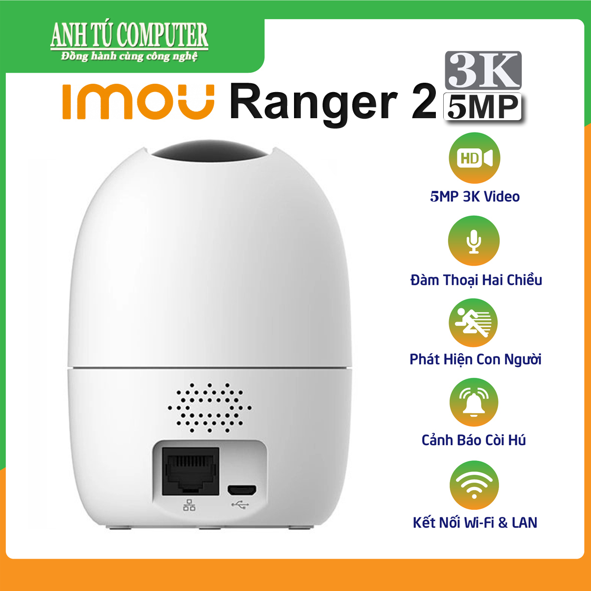 Camera WiFi quay quét Imou Ranger 2 5MP 3K A52P