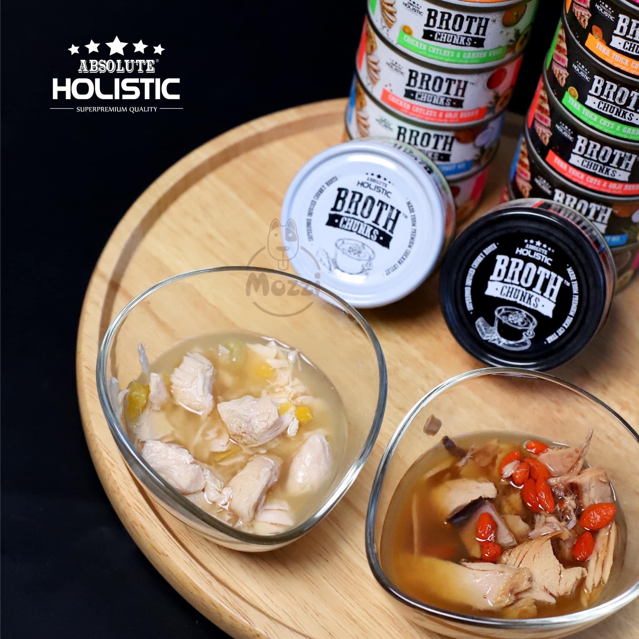 Pate cho chó mèo Broth Chunks Absolute Holistic Lon 80gr