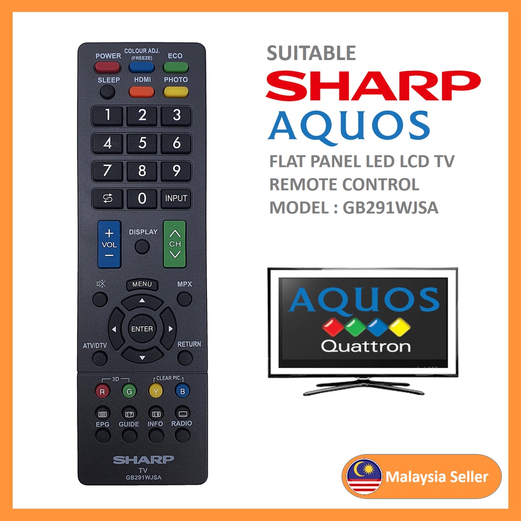 Compatible for sharp led lcd flat penal tv remote control gb291wjsa