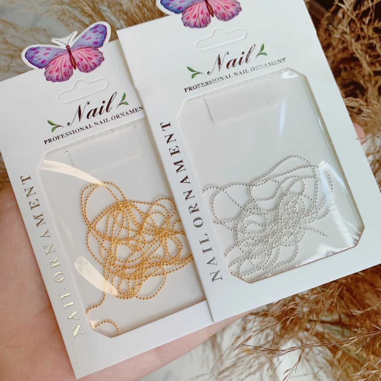 Dây xích bi màu vàng, bạc trang trí móng chuyên dùng làm nail