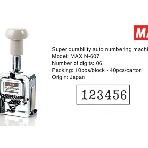 Đóng sổ nhảy Max 6 số 5mm Siêu bền N607 Numbering Machine