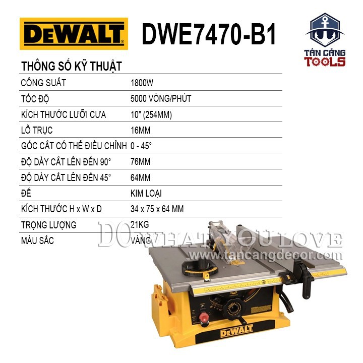 [Trả góp 0%] Máy Cưa Bàn Dewalt DWE7470-B1