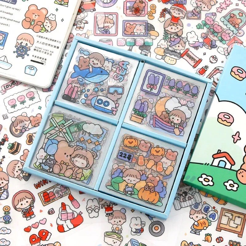 Sticker Cute 2D Dán Bình Nước, Laptop, Điện Thoại (1 Miếng Dán 8x8cm)