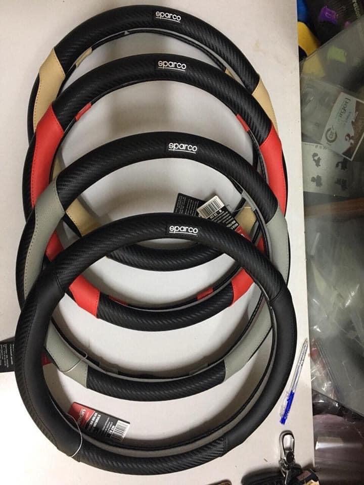 Bọc vô lăng sparco cacbon - size 38cm phù hợp mọi dòng xe ( màu ghi xám)