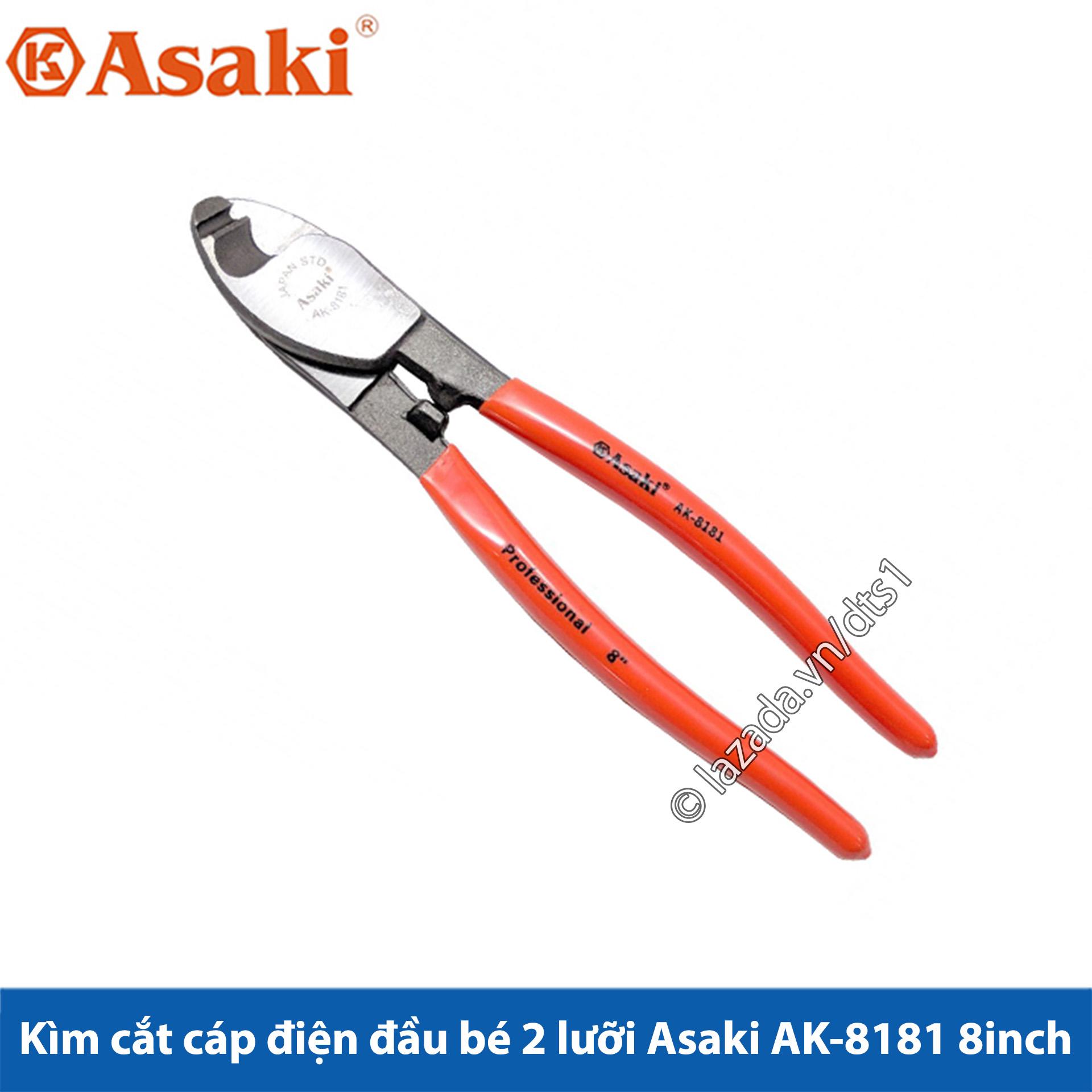 Kìm cắt cáp điện đầu bé 2 lưỡi Asaki AK-8181 8inch/ 200mm (Hãng phân phối chính thức)