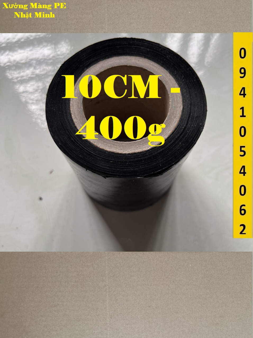 Màng PE đen, màng quấn đen 10cm 600g