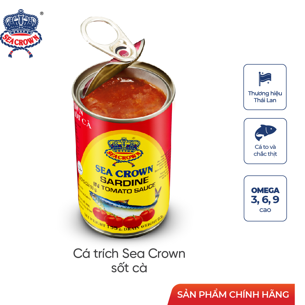 SS5 - 5 Lon Cá hộp Sea Crown Cá Trích Sốt Cà 155 g