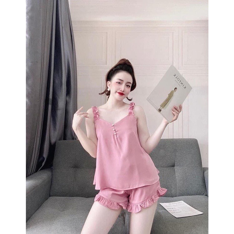 Bộ đồ ngủ pyjama lúa gấm cao cấp - áo 2 dây quyến rũ - hàng quảng châu cao cấp