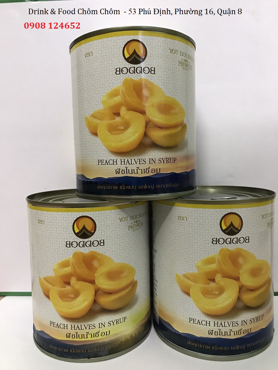 [HCM]Đào Ngâm Boddob Thái Lan 820g