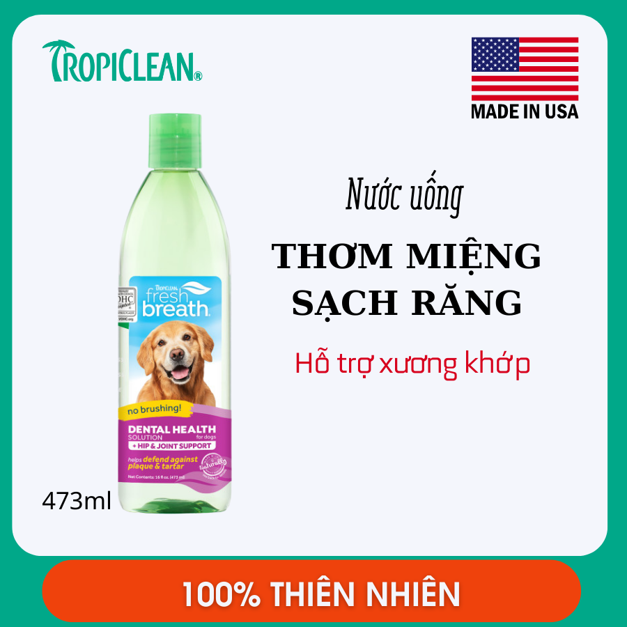 NƯỚC VỆ SINH RĂNG MIỆNG TROPICLEAN CHO CHÓ, MÈO