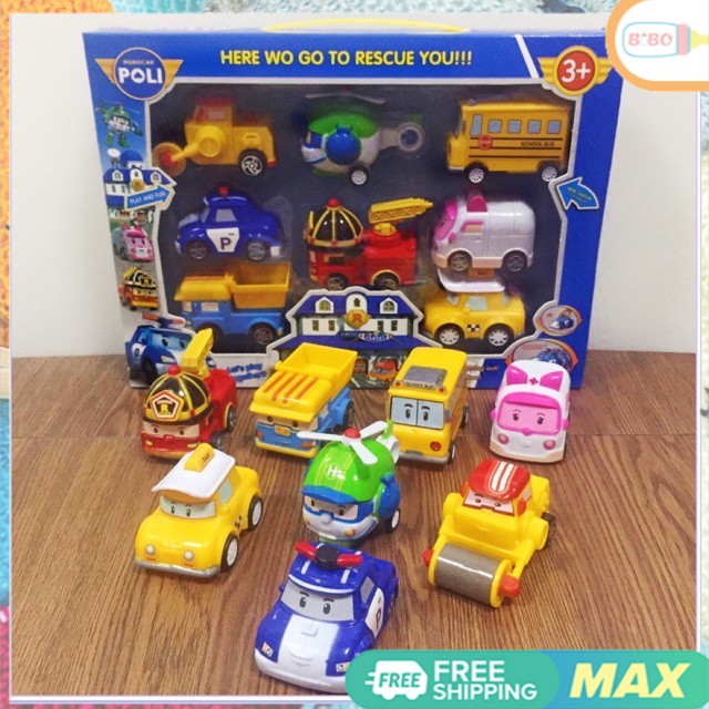Đồ chơi bộ 8 Robocar Poli chạy trớn