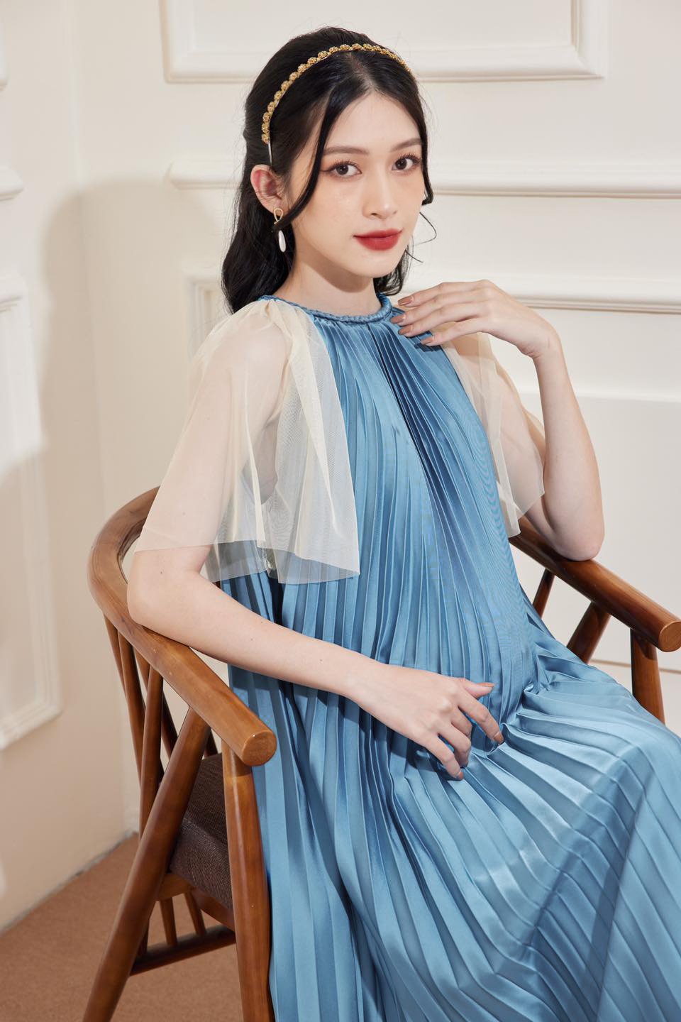 Đầm Bầu SACHIMOM - Váy Bầu Lụa Dập Li AUDREY DRESS