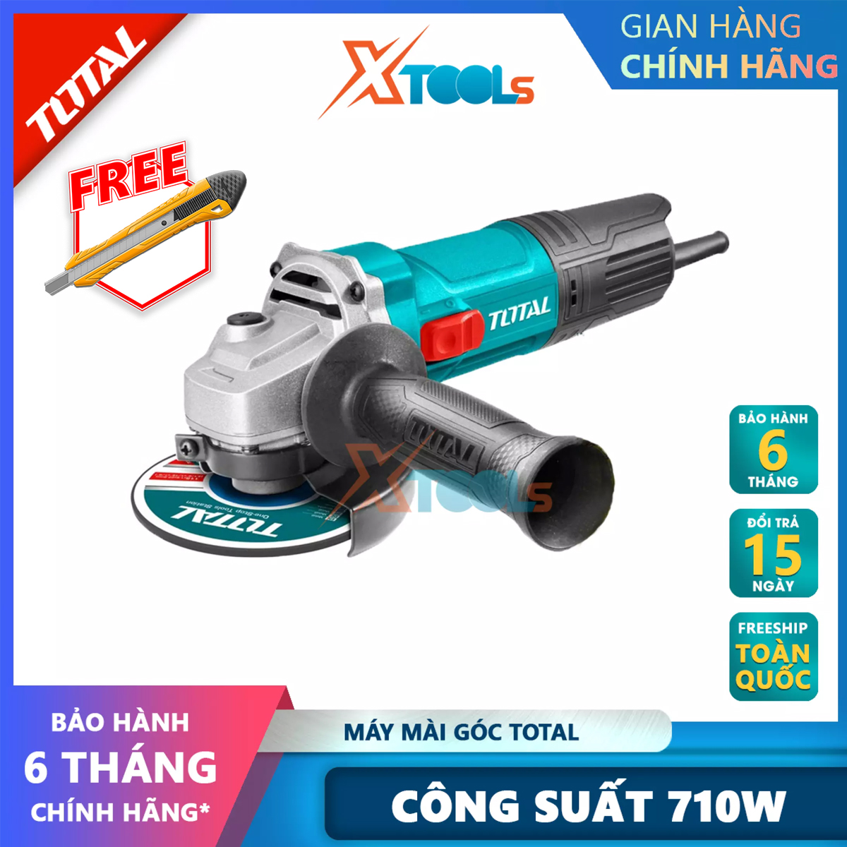 Angle grinder total TG10710036 cutting machine for metal/Wood/tile Power 710W genuine Road disk diameter 100 mm [XTools]