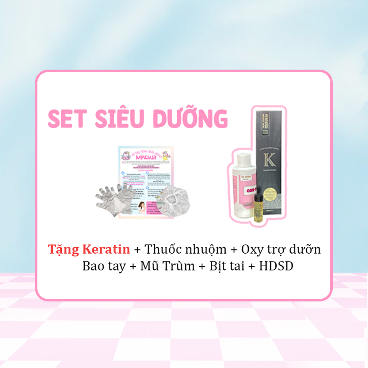 Thuốc nhuộm tóc, Thuốc nhuộm tóc Gold Rose, MIN.HAIR, tặng kèm oxy trợ duoxng và bao tay