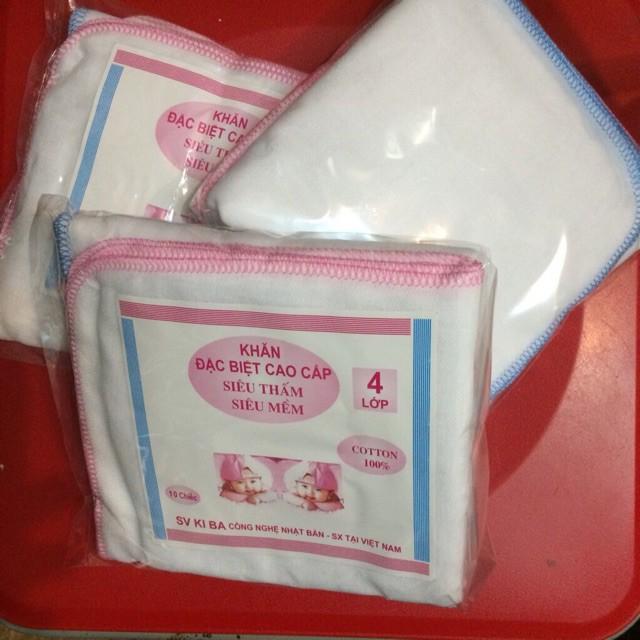 Set 10 khăn sữa Kiba 2, 3, 4 lớp cho bé