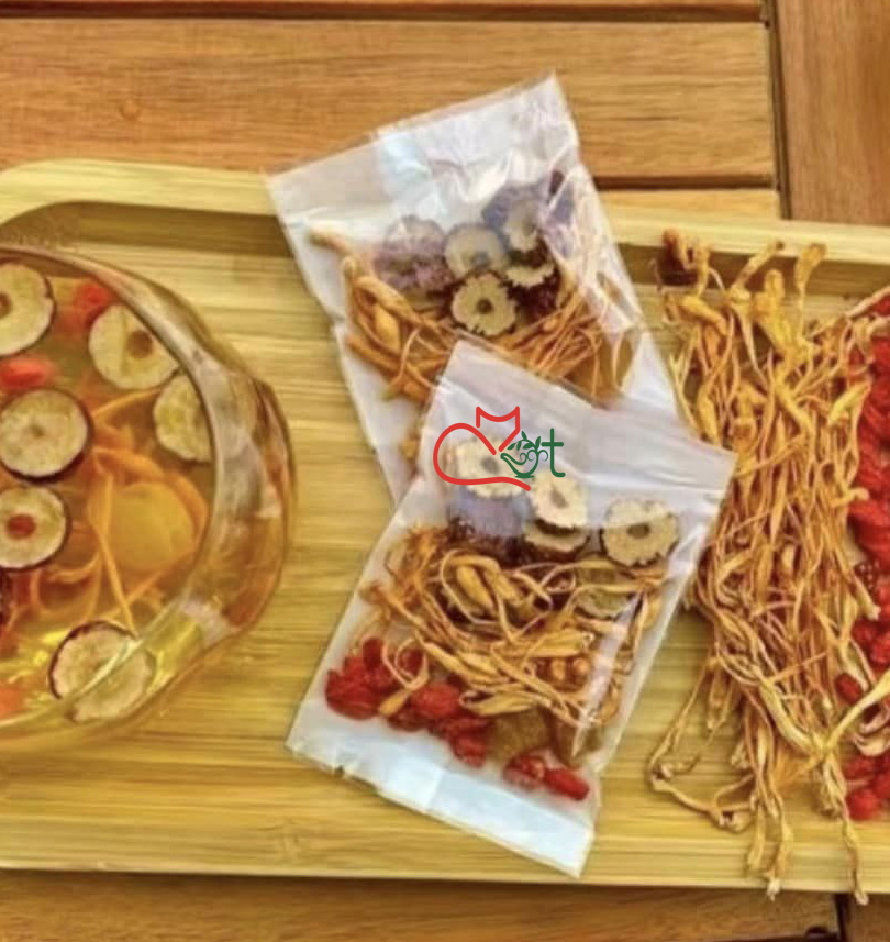 Four taste Cordyceps tea with clot, long label, red apple, goji berry-combo 02 pack of 20 grams