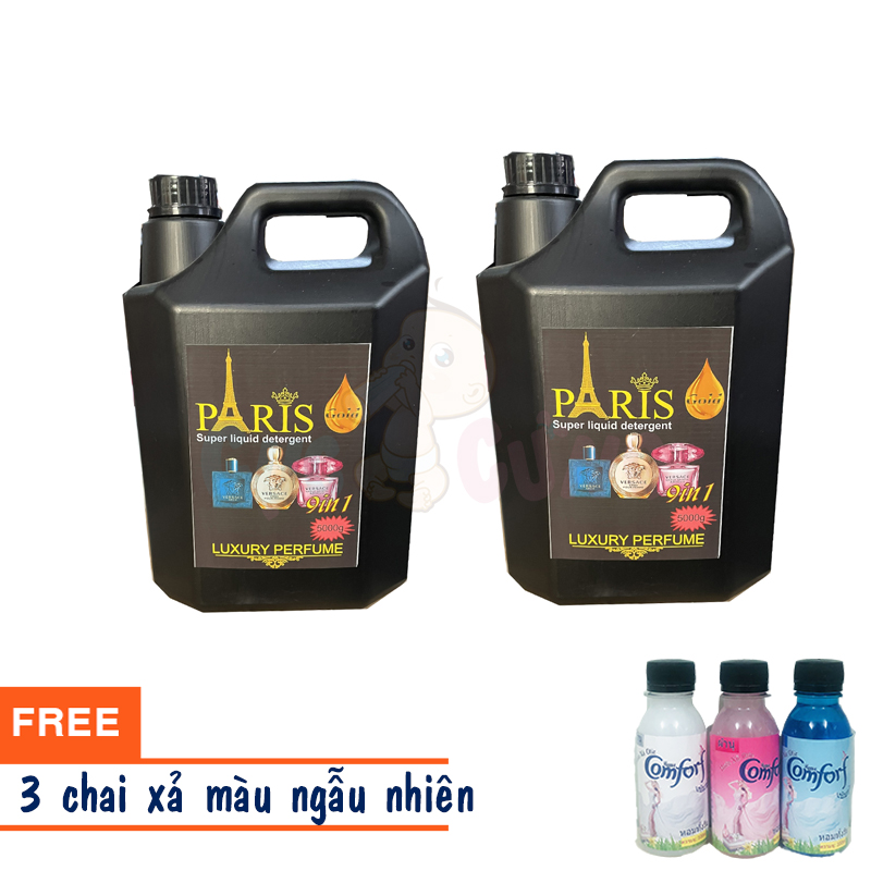 Set 2 Nước Giặt Paris Thái Lan 5L hương nước hoa thơm bền lâu Tặng 3 chai xả màu ngẫu nhiên