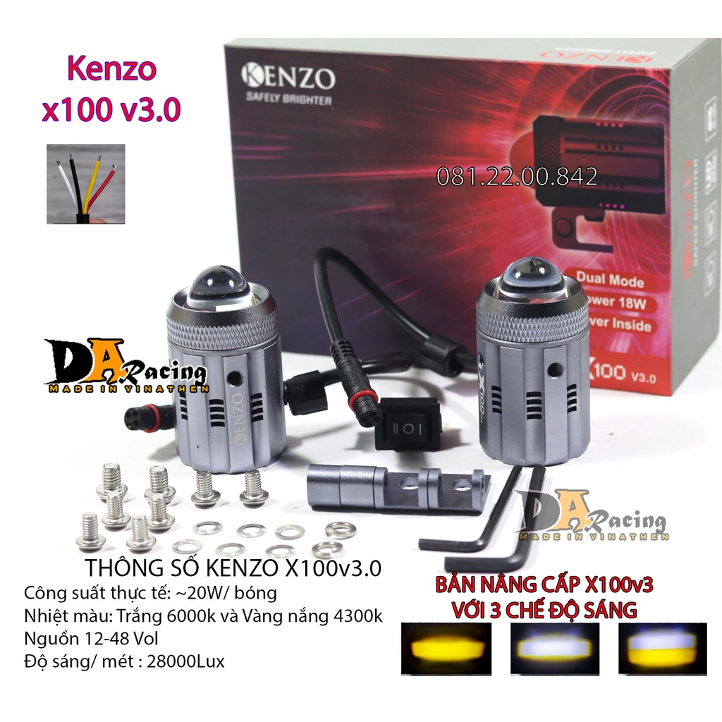 Đèn Trợ sáng Mini Chính Hãng Kenzo X100 V3 (Giá 1 bóng)