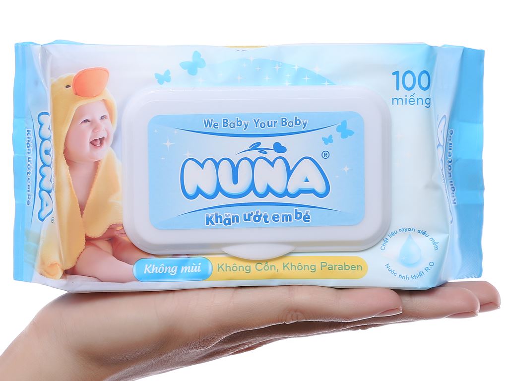 Khăn ướt em bé NUNA 100 miếng - không mùi