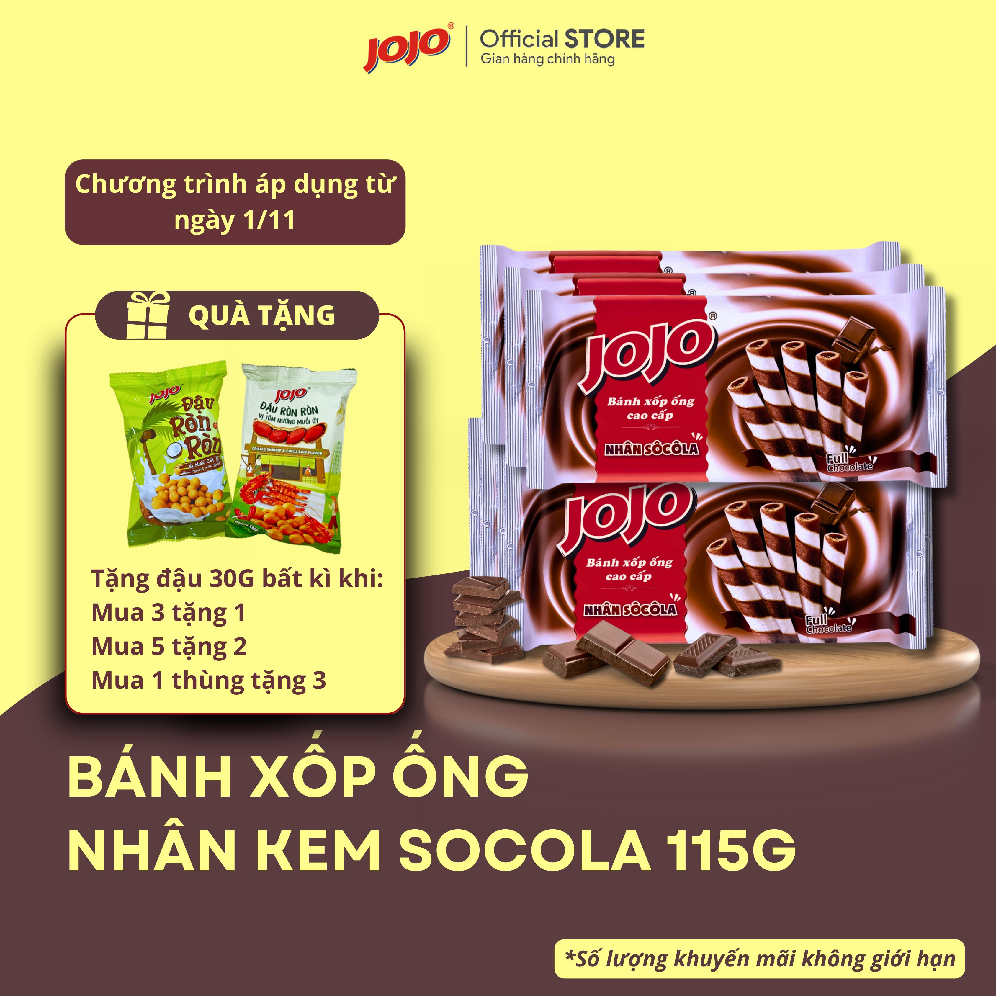 Bánh Xốp Ống JOJO Nhân Kem Sôcôla 115G (Tặng Đậu 30g)