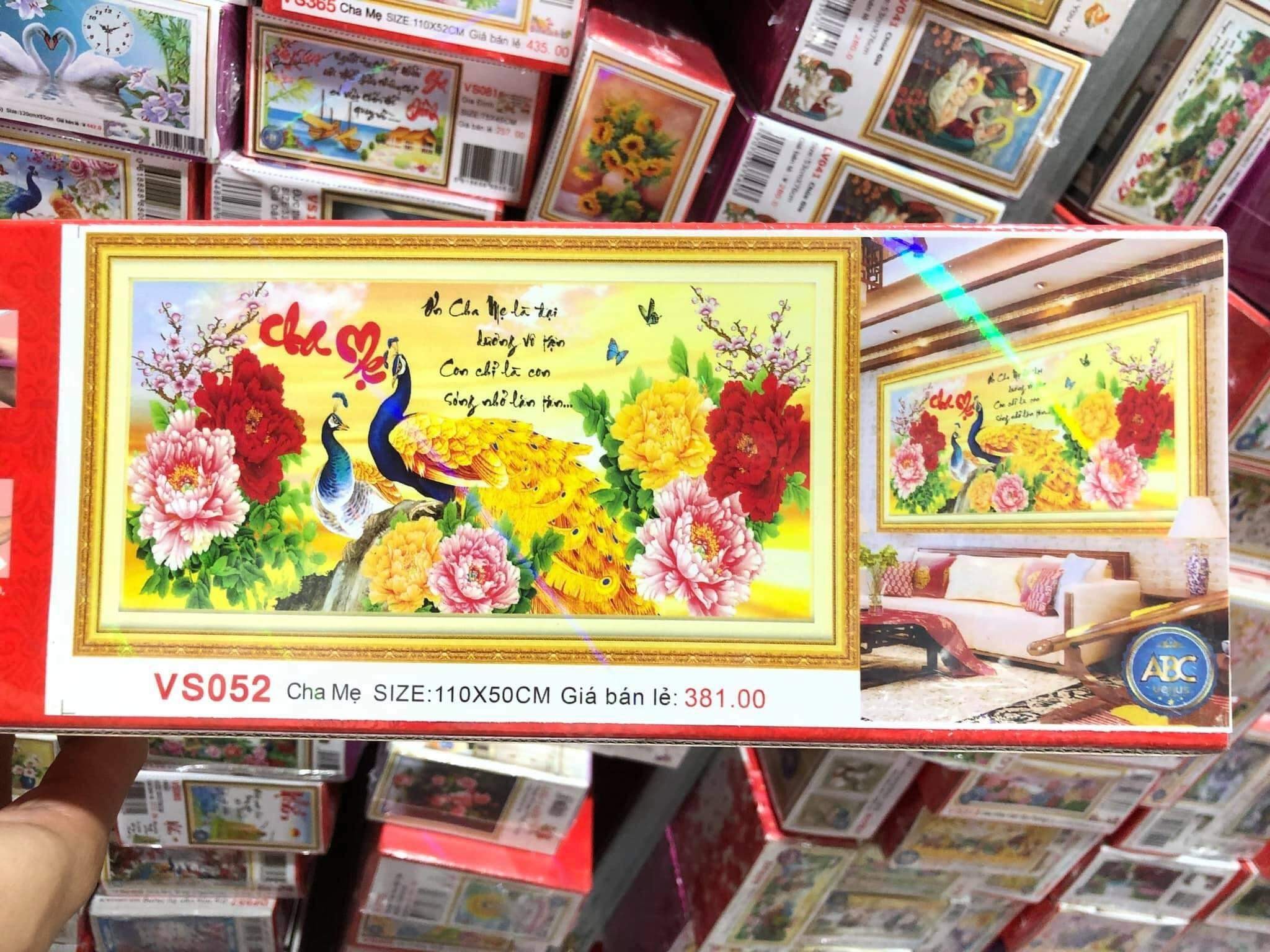 Tranh đính đá ABC Cha Mẹ VS058 (90x45cm) - chưa đính đá