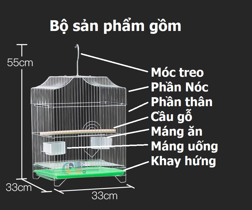 Lồng chim lớn chuồng dùng cho mọi loại chim cảnh đủ phụ kiện